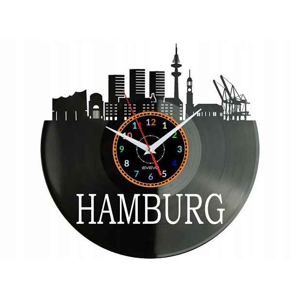 Hamburk Dárek Originální dekorace do domu Hodiny z vinylové desky
