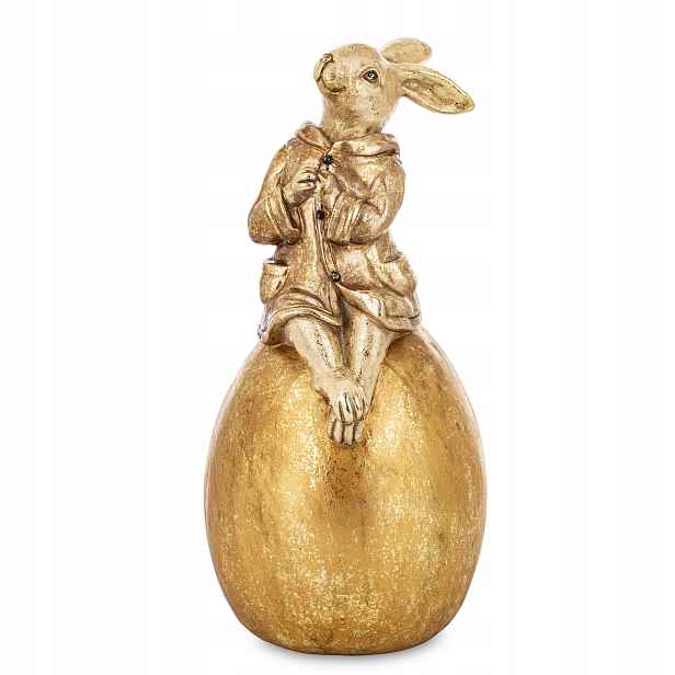 Figurka králíček zajíček králíček sedí na vajíčku Vajíčko zlatá dekorace