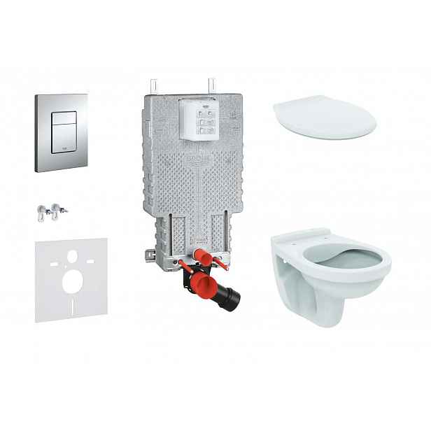Grohe Uniset - Set předstěnové instalace, klozet Alpha se sedátkem, tlačítko Skate Cosmopolitan, chrom 38643SET-KR