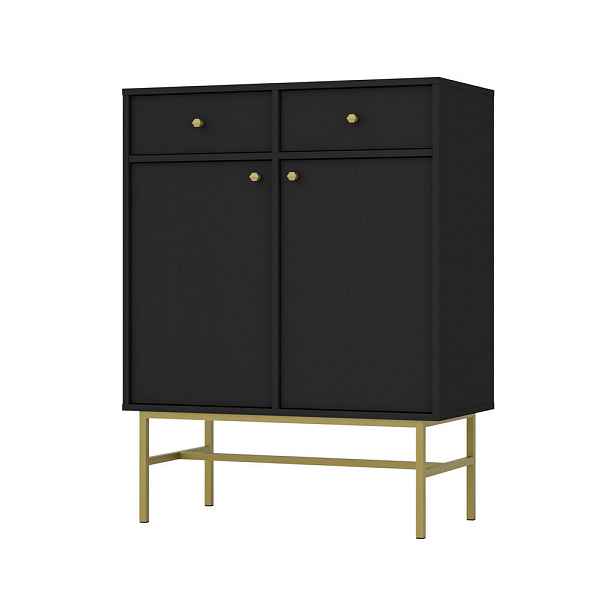 MASSENO KOMODA TORINO, 84/108/41 cm s 2 zásuvkami a 2 dvířky, grafitová