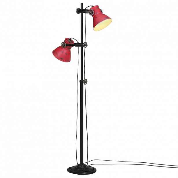 vidaXL Stojací lampa 25 W červená patina 25 x 25 x 90/140 cm E27