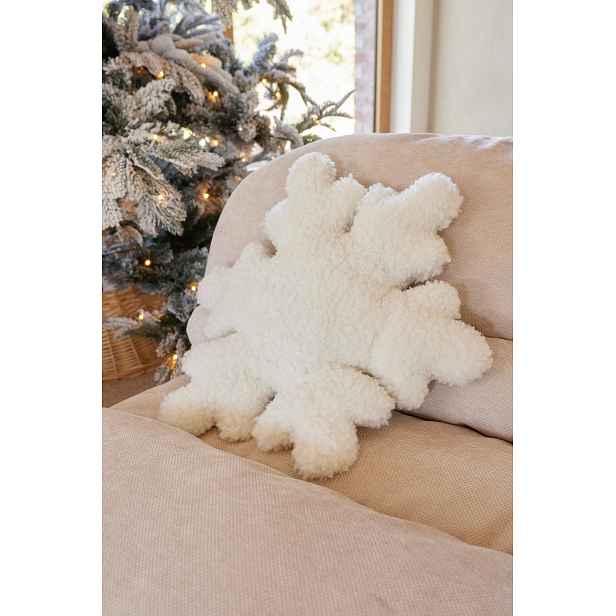 Plyšový dekorační polštář Sněhová vločka Snowflake – 49*11*54 cm J-Line by Jolipa