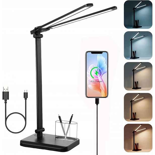 Stolní Lampa Led Lampa Na Stůl Rigors Usb 5 Režimů Regulace 3V1