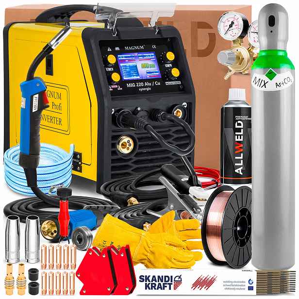 Svařovací Stroj Magnum Mig 220 Alu/cu Synergie 230V 200A Mma Tig DC Spool Gun