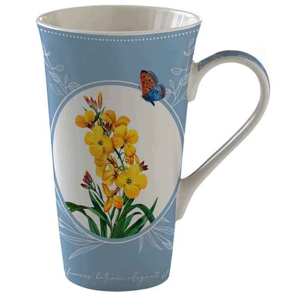 Velký porcelánový hrnek 600 ml Easy Life modrý motýl Jarní hrníček