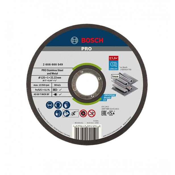Bosch - Řezný kotouč na nerezovou ocel 125x22,23 mm 2608600549