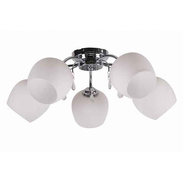 Candellux Lustr Zachera 5x40W E27 Chrom/Bílá Stropní Svítidlo