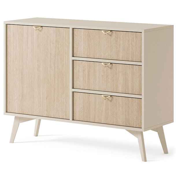 MASSENO KOMODA FORESTA, 106/80/38 cm se 3 zásuvkami, počet dvířek: 1, béžová