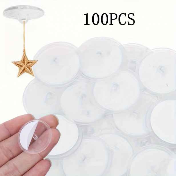 TEMU 100 Mini Průhledných Stropních Háčků - Snadná Instalace, Samolepicí a Bez Zanechání Šmouh, Vhodné pro Dekorace, Oslavy, Vánoční Banner a Další,