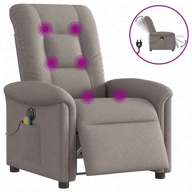 vidaXL Elektrické masážní polohovací křeslo taupe textil