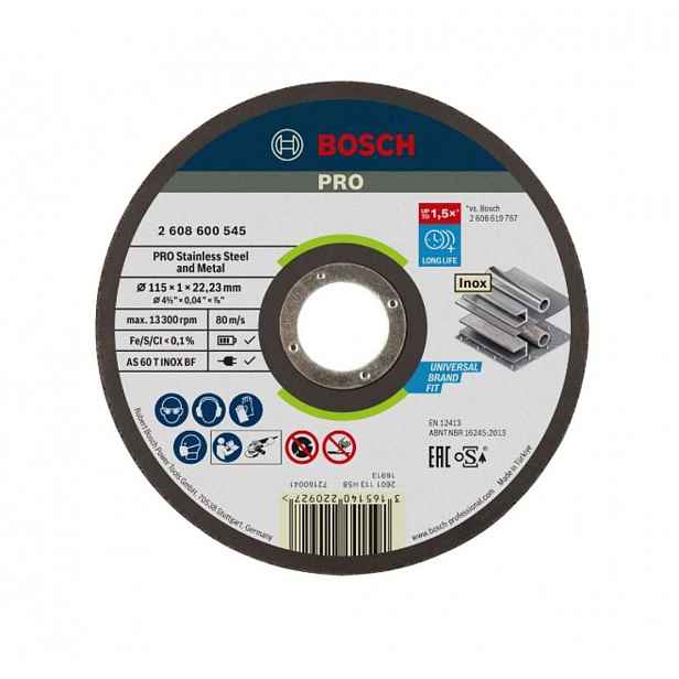 Bosch - Řezný kotouč na nerezovou ocel 115x22,23 mm 2608600545