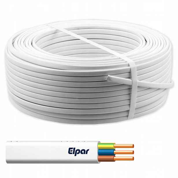 Kabel YDYp 3X1 450/750V plochý drát bílý Elpar (balení 100 m)