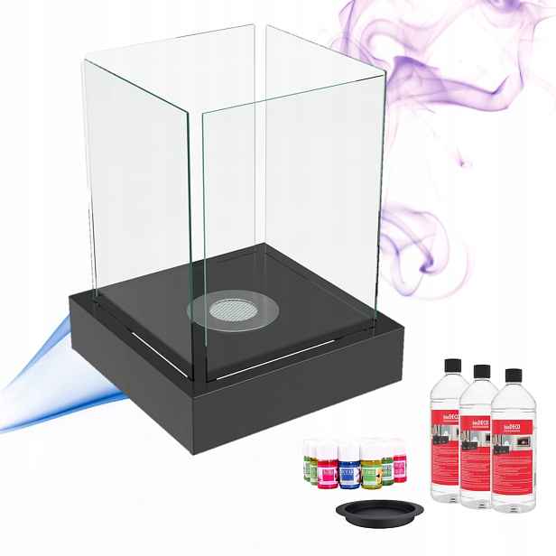 Skleněný volně stojící biokrb Tango 4 černý Set biopaliva