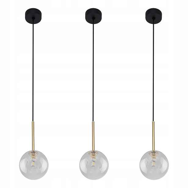 Tk Lighting Sada 3x Závěsná lampa Nilos Black/gold 5941
