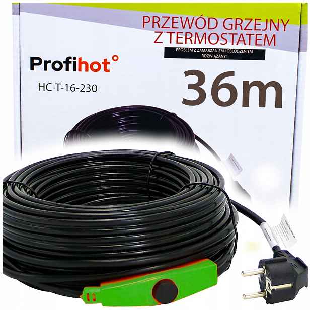 Topný Kabel S Termostatem pro okapové potrubí 230 V 576 W 36 M