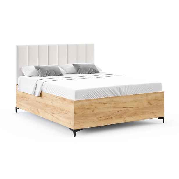 FDM Postel Sierra se zvedacím roštem Paris bílá/dub craft, velikost 90x200