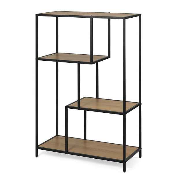 Kovový regál LOFTY GRID Low Oak, 114 x 77 cm