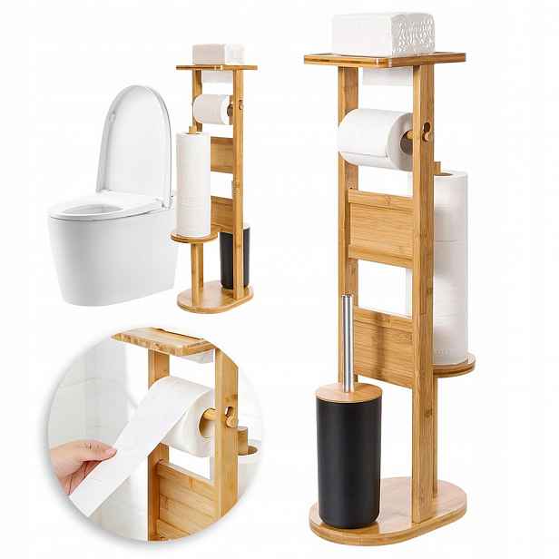 Moderní Stojan Na Kartáč Kovový Držák Toaletního Papíru Wc Hnědý