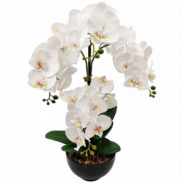 Umělá Orchidej V Květináči Bílá Vysoká Velká Orchidej Dekorativní 60 cm