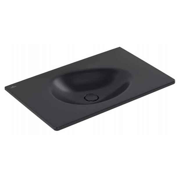 Villeroy & Boch Antao - Umyvadlo nábytkové 80x50 cm, bez přepadu, bez otvoru pro baterii, CeramicPlus, Pure Black 4A7583R7