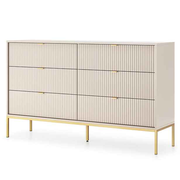 MASSENO KOMODA STELLARE, 154/91/39 cm s 6 zásuvkami, kašmírová