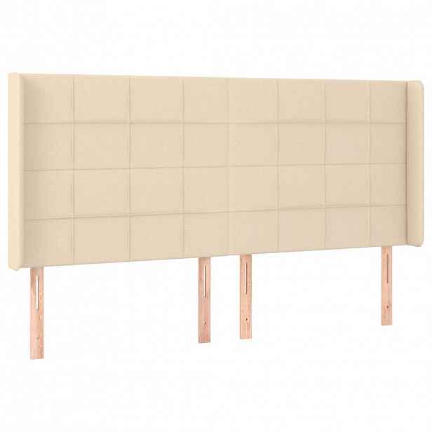 vidaXL Čelo postele typu ušák krémové 183x16x118/128 cm textil