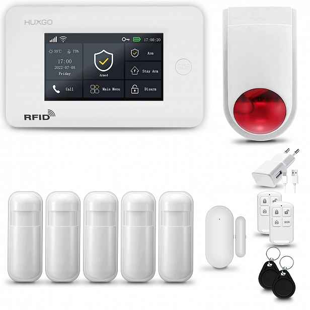 Bezdrátový alarm Gsm 4G WiFi s aplikací Tuya, sada Huxgo HXA006 R5WS