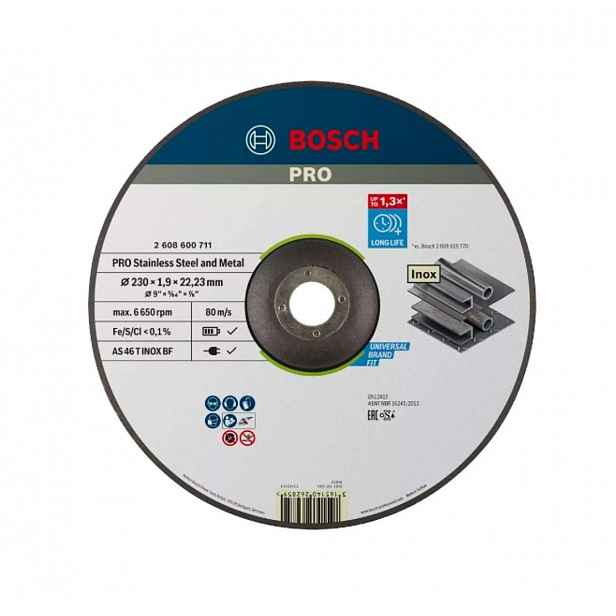Bosch - Řezný kotouč na nerezovou ocel 230x22,23 mm 2608600711