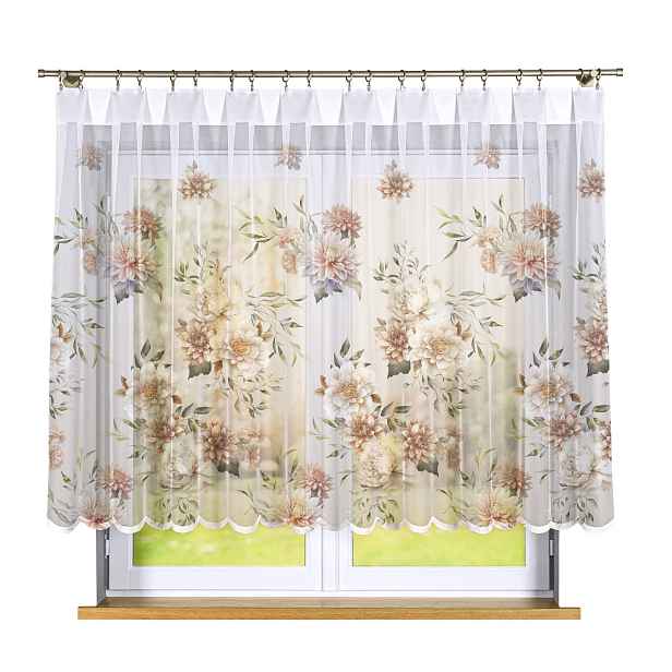 Květiny 3D Záclona D00198M Manila 500x130 cm Šité Boky