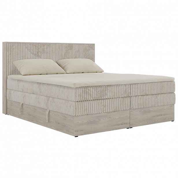 MKS POSTEL BOXSPRING NORDIC KING 200/200 - Béžová Manšestr - Topper T25 - H3