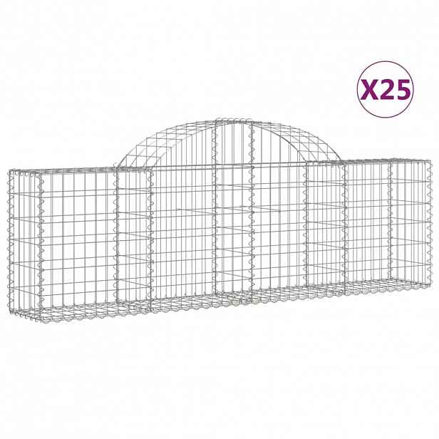 vidaXL Klenuté gabionové koše 25 ks 200x30x60/80 cm pozinkované železo