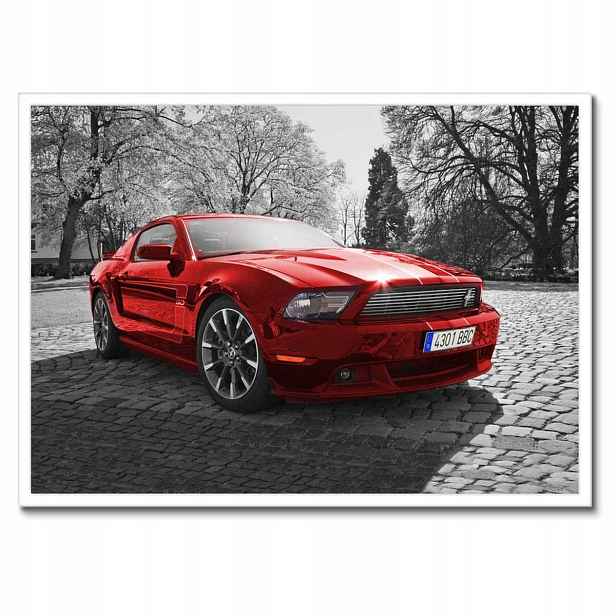 Plakáty v rámu 70x50 Červený Ford Mustang Usa