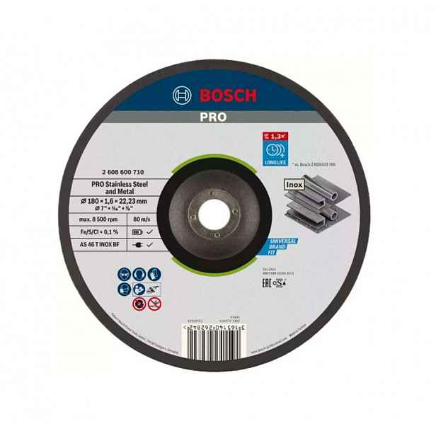 Bosch - Řezný kotouč na nerezovou ocel 180x22,23 mm 2608600710