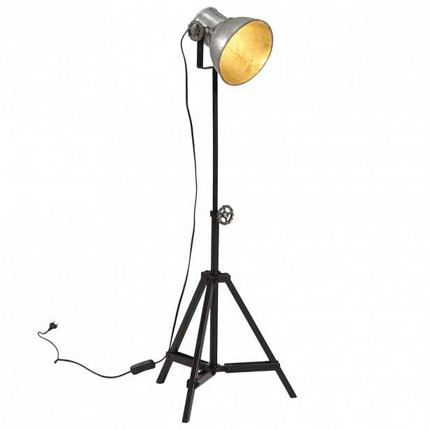 vidaXL Stojací lampa 25 W vintage stříbrná 35 x 35 x 65/95 cm E27