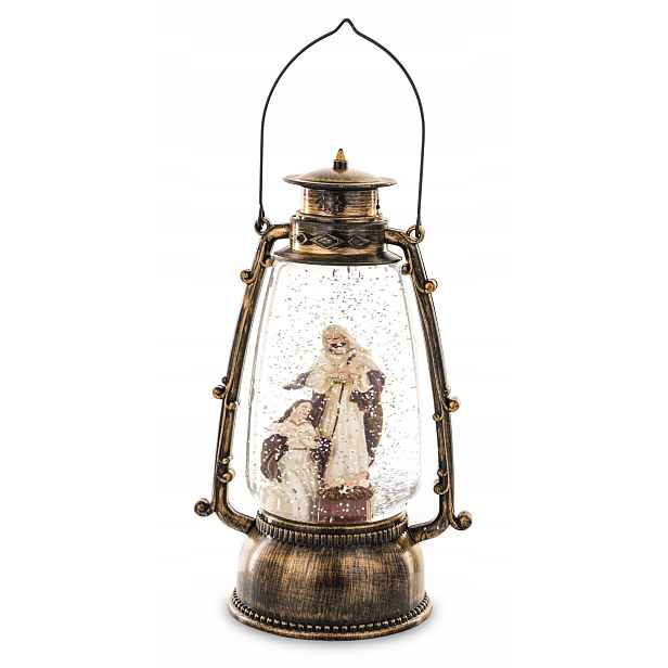 Led vánoční lampion kovový, sklo 31x14x11 cm
