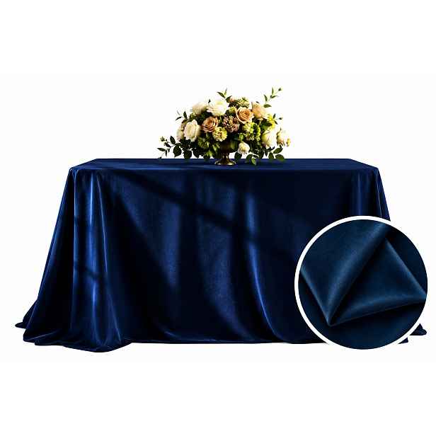 Matový Ubrus Welur tmavě modrý na stůl 230 x 230 cm
