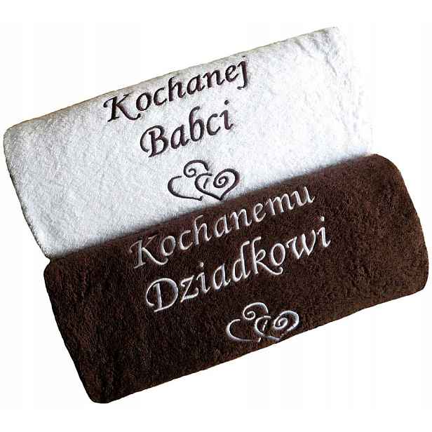 Sada 2 ručníků s Výšivkou s nápisem Dárek Na Den Babičky Pro Dědečka