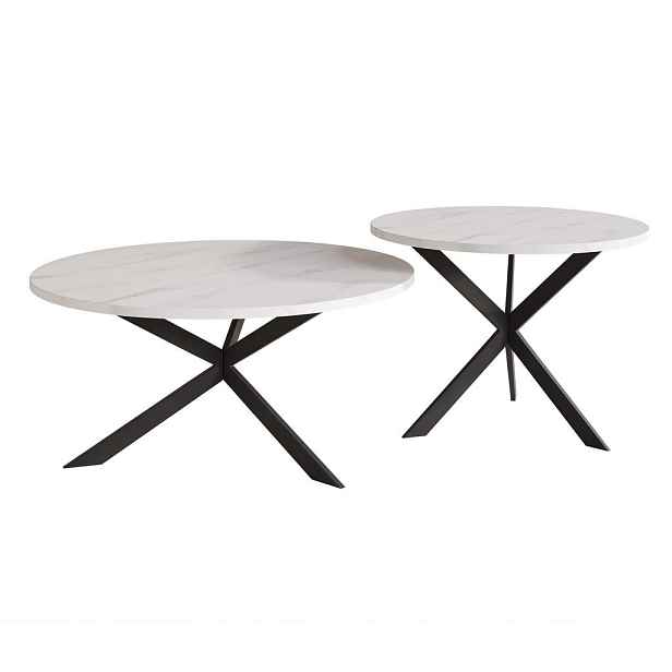 Idohome KONFERENČNÍ STOLEK LIBERO kulatý z MDF, černý / Bianco