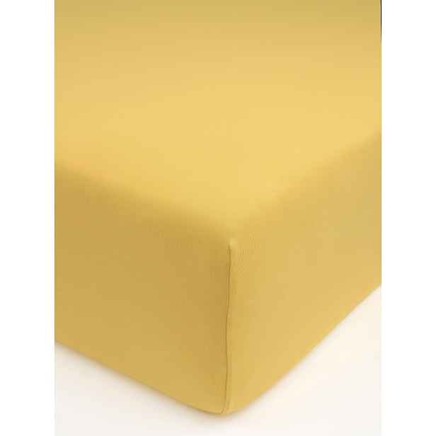 MKLuzkoviny.cz Jersey prostěradlo s elastanem Deluxe 160 × 200 cm – hořčicové