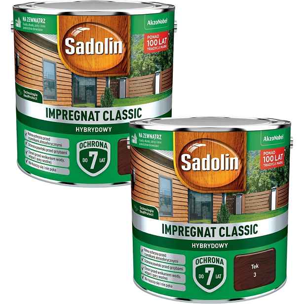 Set Sadolin Classic 2x2,5L Hybridní Impregnat Na Teakové Dřevo 5L
