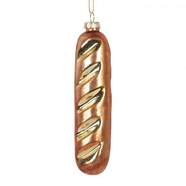 Vánoční skleněná závěsná ozdoba bagetka - 4*3*15 cm Clayre & Eef
