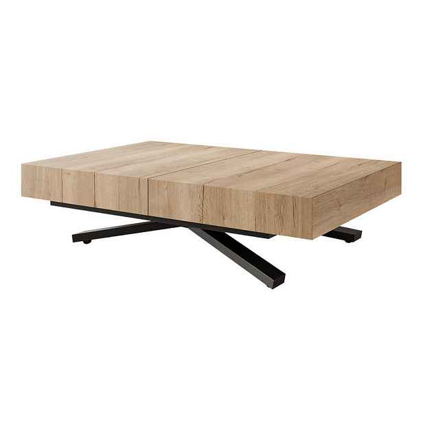 Idohome KONFERENČNÍ STOLEK SANELLE X rozkládací se zvedací deskou, 120/80/76 cm, černý / dub