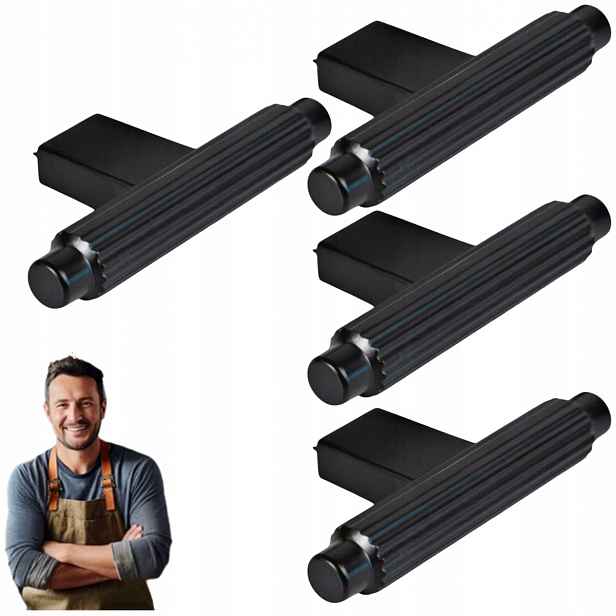 Nábytková Úchytka Knoflík Randi Młotek Černý Mat, Černé rýhování 70x32mm 4ks