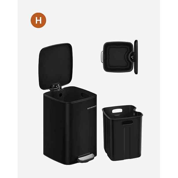 Odpadkový koš Songmics ocelový s pedálem 20L černý