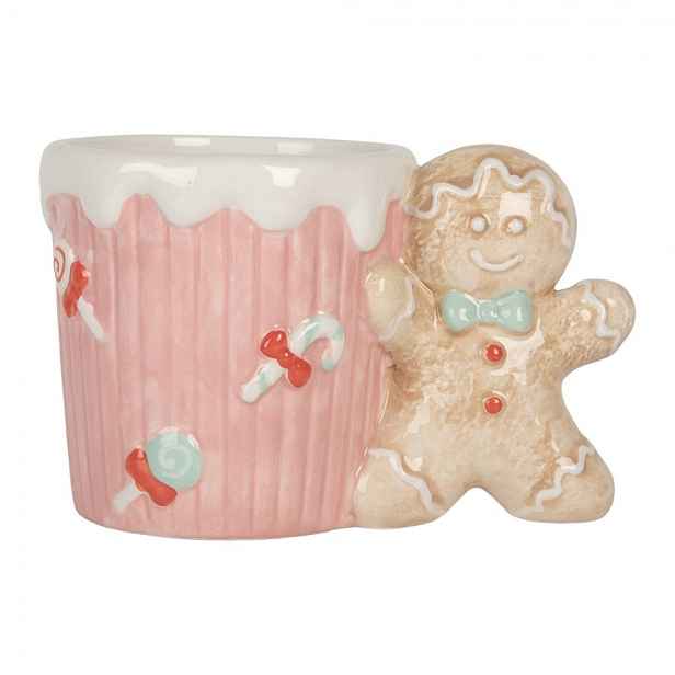 Růžový keramický hrnek s perníčkem Gingerbread - 15*10*10 cm / 350 ml Clayre & Eef