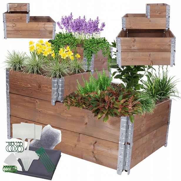 Vyvýšený patrový záhon s nastavitelnou velkou zeleninová zahrada, impregnace 60x120x80