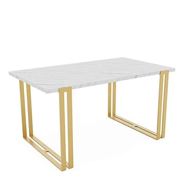 Idohome JÍDELNÍ STŮL HOLTE 120 cm rozkládací z MDF, zlatý / Bianco