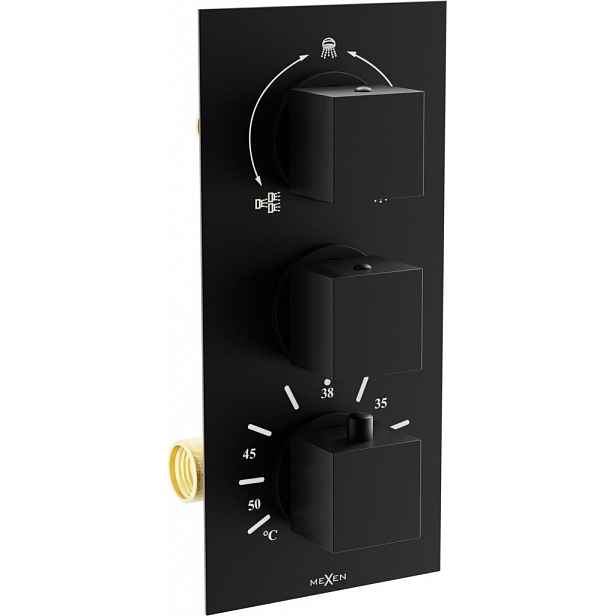 MEXEN - Cube termostatická baterie sprcha/vana 3-output, černá 77503-70