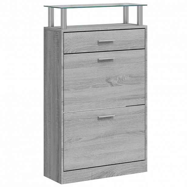 vidaXL Botník šedý sonoma 63 x 24 x 104 cm kompozitní dřevo