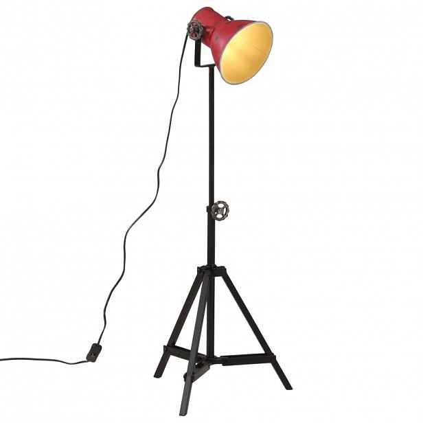 vidaXL Stojací lampa 25 W červená patina 35 x 35 x 65/95 cm E27